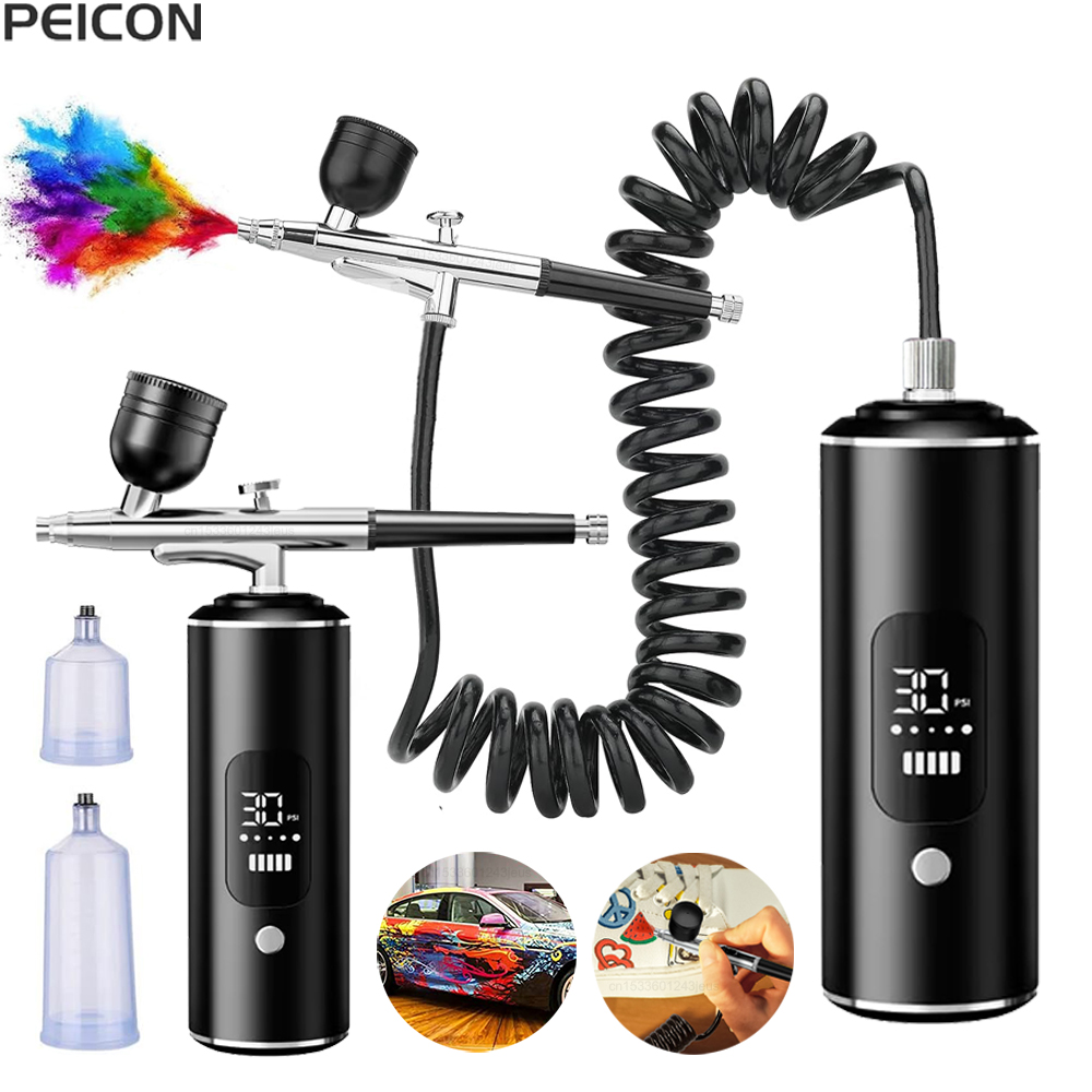 Airbrush Kit With Mini Compressor - Aerograf z kompresorem Przenośny aerograf do