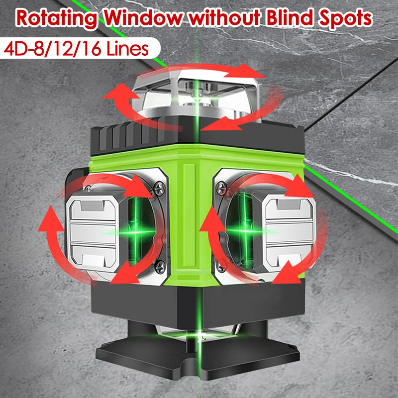 Laser Level 16 Lines 4D Green - 8/12/16 linii poziom lasera 4D zielona