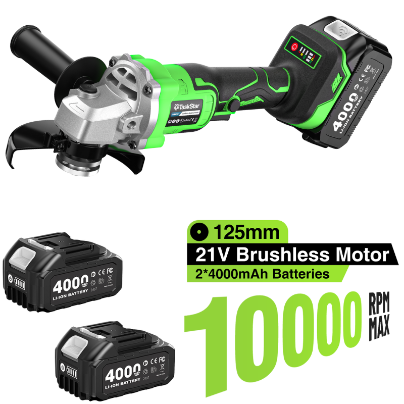 Brushless Angle Grinder Battery Powered - Zestaw szlifierki kątowej TaskStar 10000 RPM,