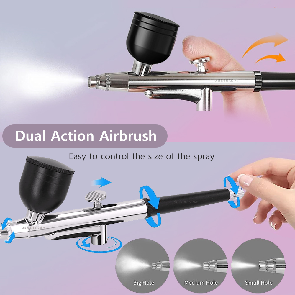 Airbrush Kit With Mini Compressor - Profesjonalna głowica pistoletu aerografu z precyzyjną