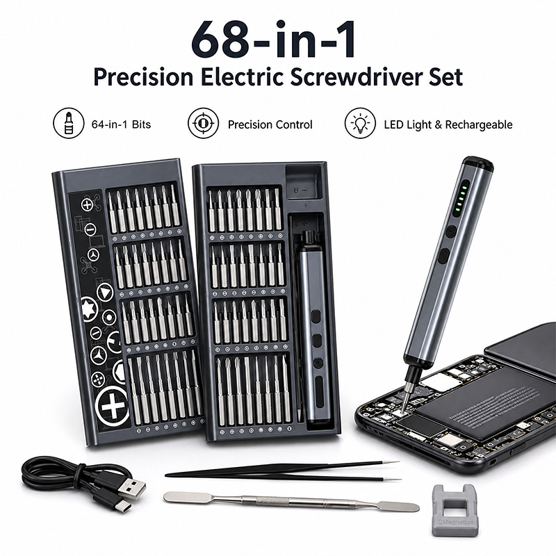 Electric Screwdriver Rechargeable Usb - Zestaw Precyzyjnych Wkrętaków Elektrycznych 68 w
