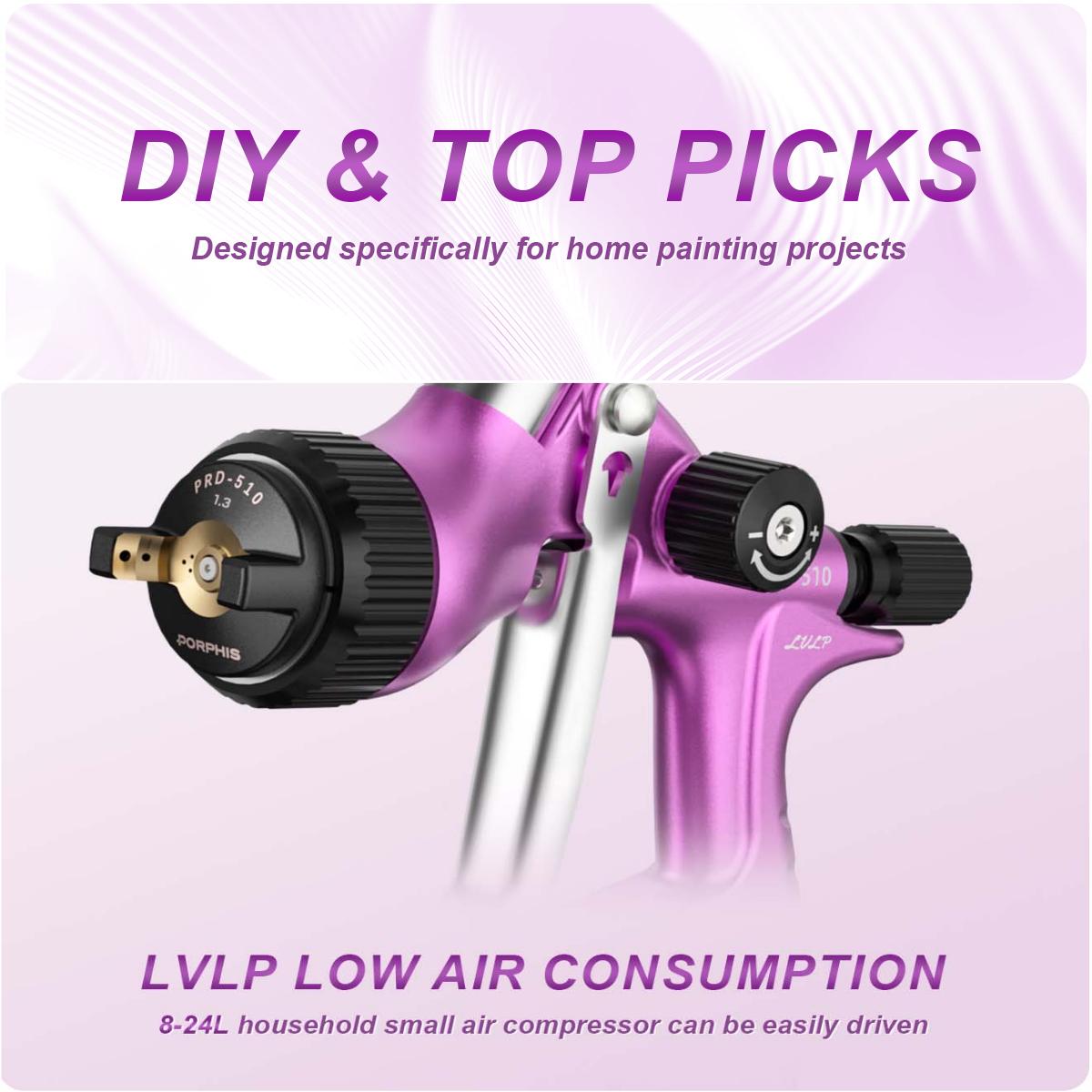 Airbrush Kit With Mini Compressor - Pistolet lakierniczy PORPHIS PRD-510 LVLP 1.3mm,