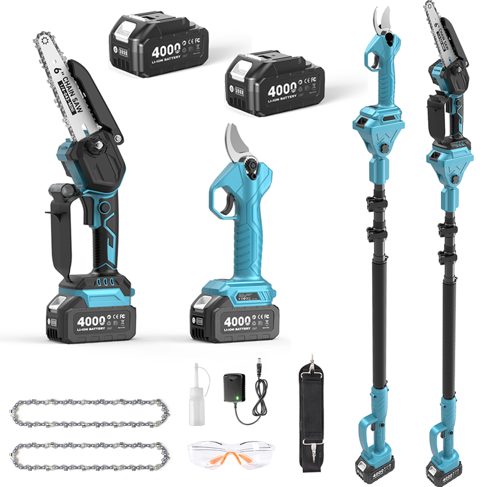 Mini Electric Chainsaw 6 Inch - Taskstar 3-w-1 Bezszczotkowy Podkaszarka na Teleskopie