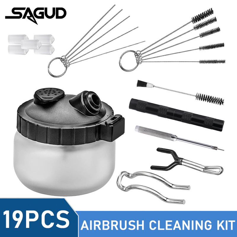 Airbrush Kit With Mini Compressor - Zestaw do czyszczenia aerografu SAGUD 19