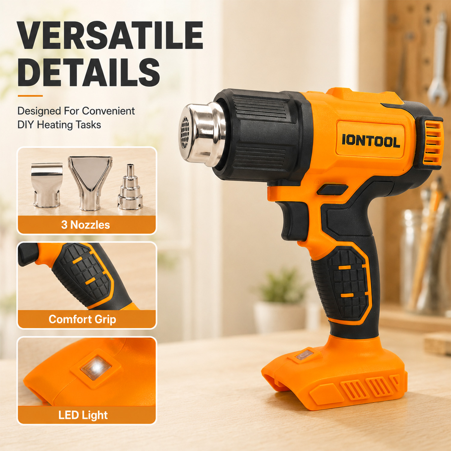 IONTOOL 250/500LPM 550 ℃   Bez – Cordless Heat Gun For Shrink Tubing recenzja i cena